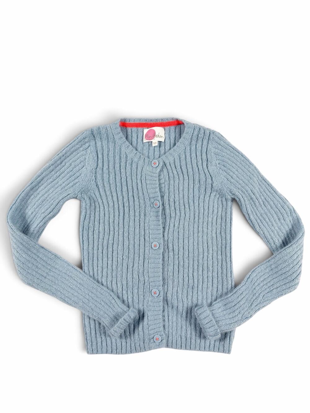 Mini Boden Girls Mohair Blend Ribbed Cardigan Sweater Blue 9-10 Years